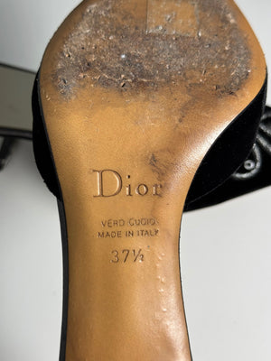 Christian Dior 2000s Strapped Beaded Velvet Heels