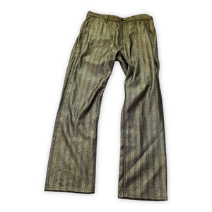Comme des Garçons Homme Plus 2005 Gold Glitter Pinstripe Pants