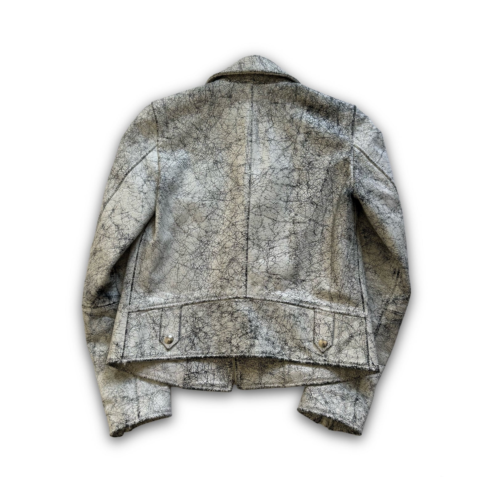 Maison Margiela MM6 AW16 Cracked White Leather Biker Jacket