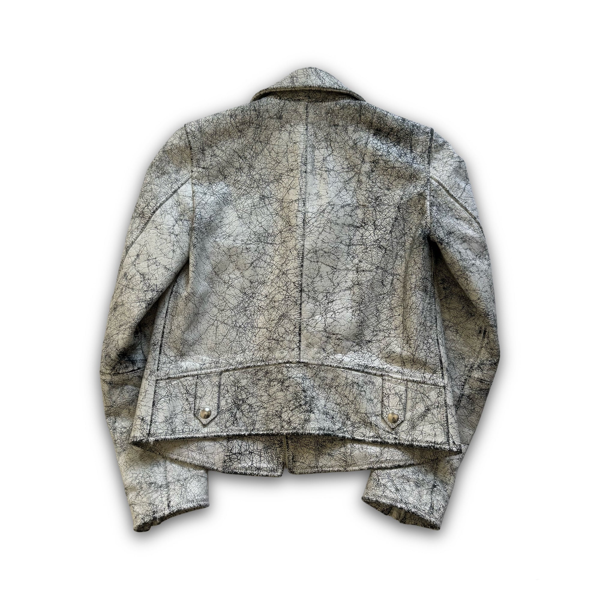 Maison Margiela MM6 AW16 Cracked White Leather Biker Jacket