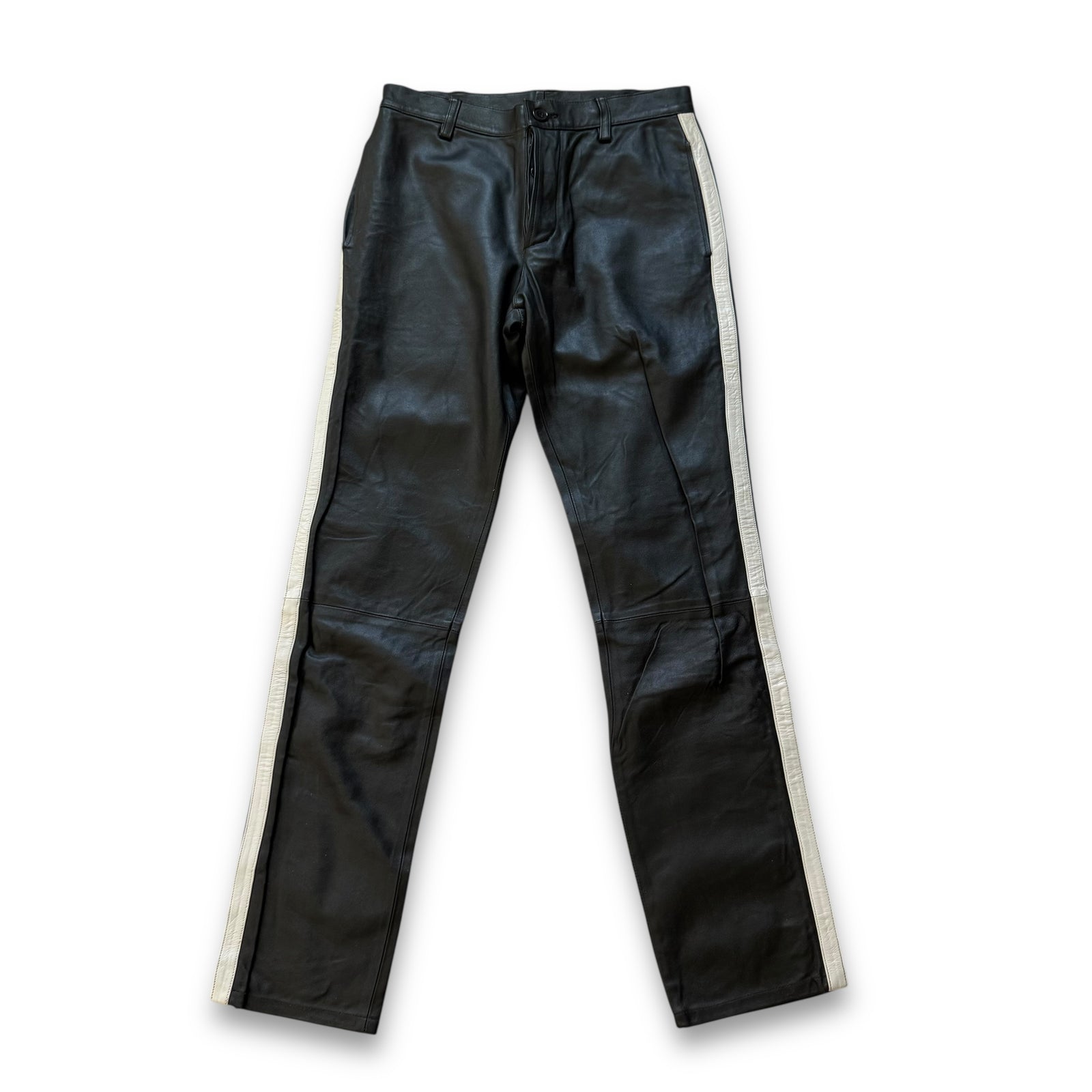 Helmut Lang AW97 Side Stripe Black Leather Pants