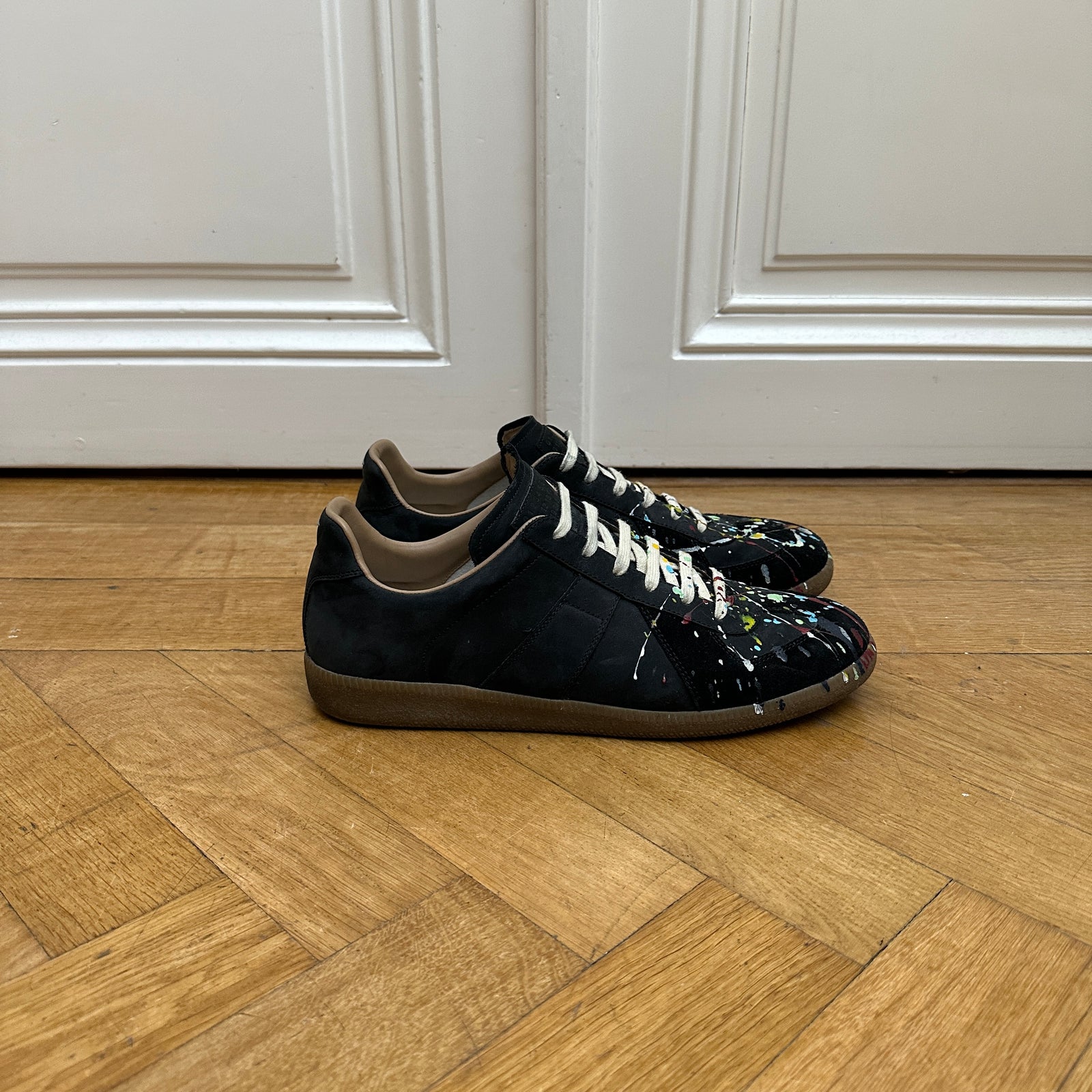Maison Martin Margiela Black Suede Paint Splatter GATs