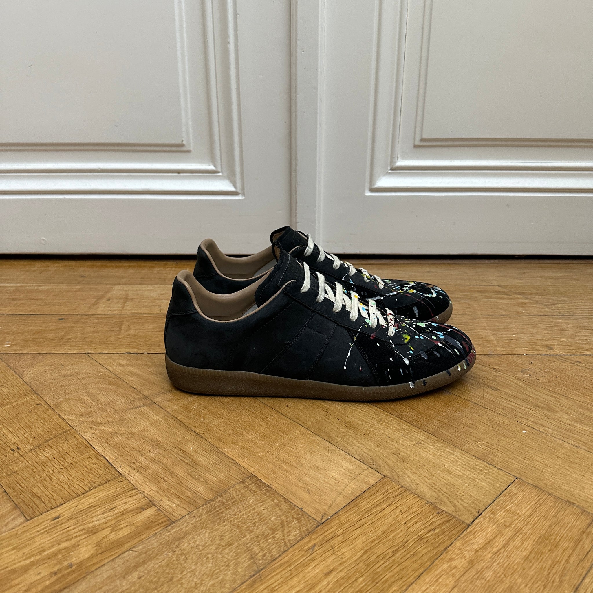 Maison Martin Margiela Black Suede Paint Splatter GATs - Ākaibu Store