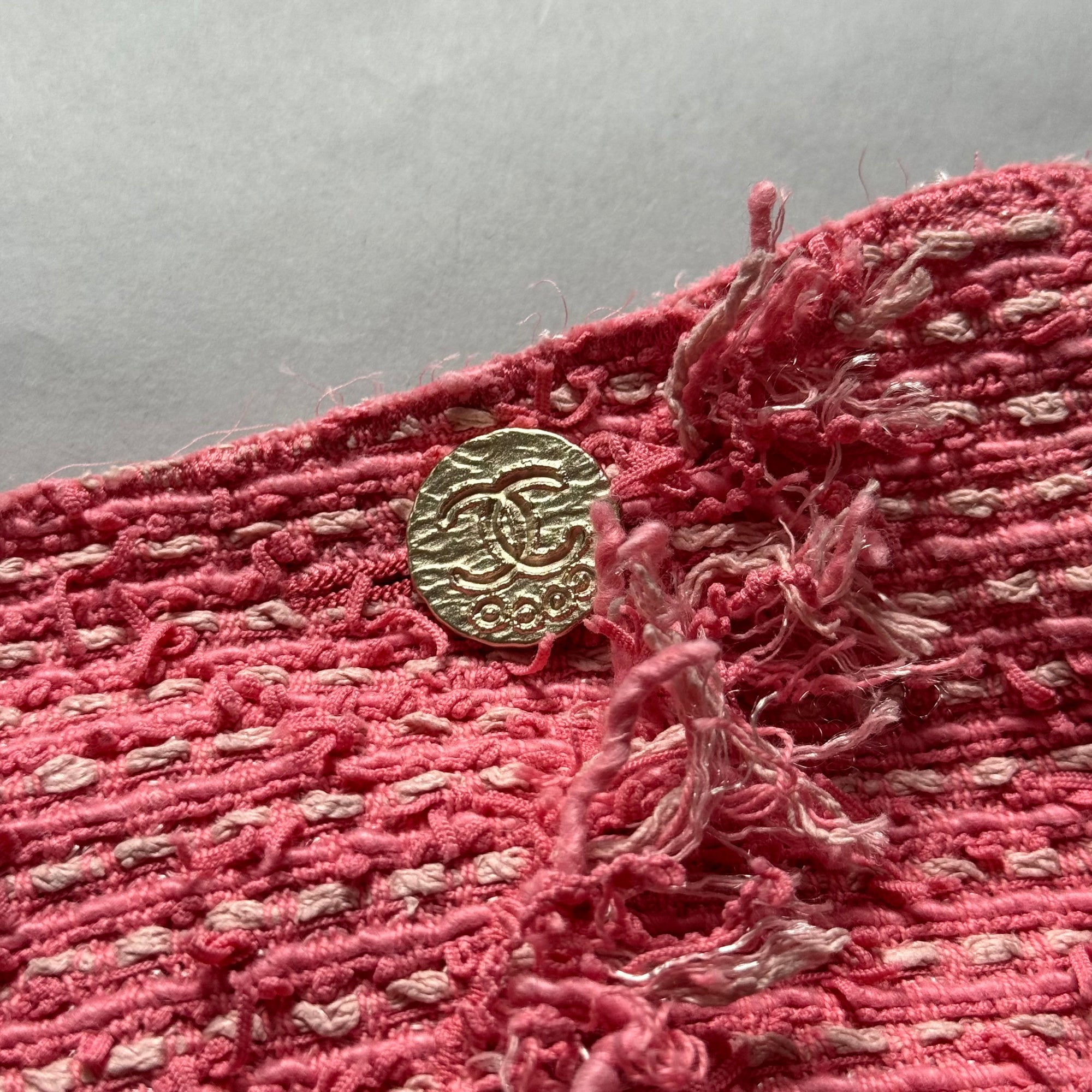 Chanel 2025 Sample Pink Mini Fringed Boucle Skirt