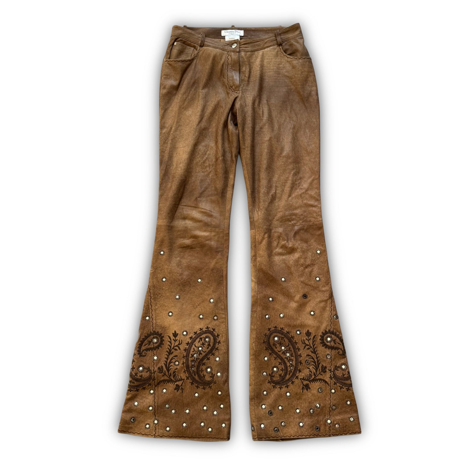 Christian Dior by John Galliano SS04 Embellished Flared Leather Pants