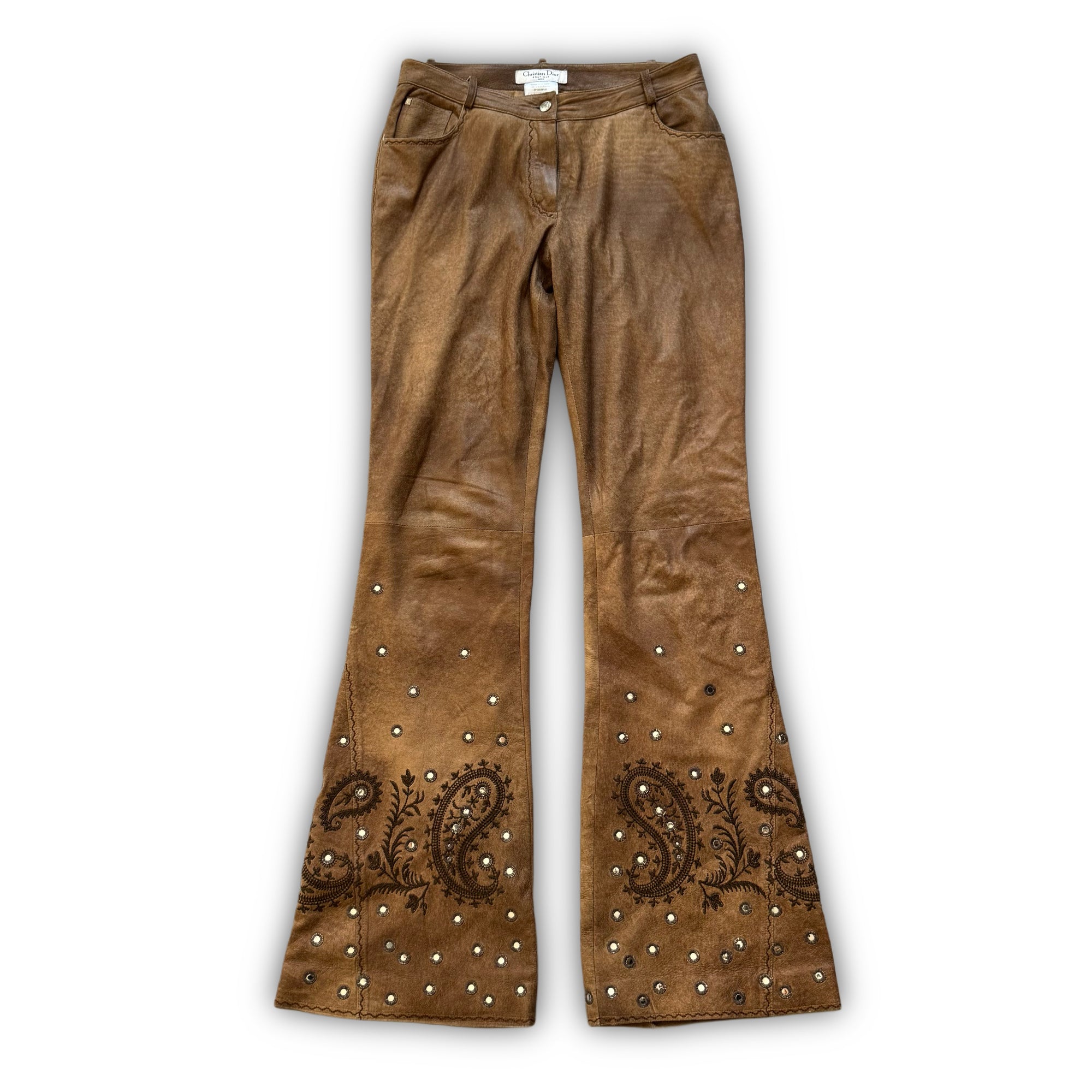 Christian Dior by John Galliano SS04 Embellished Flared Leather Pants