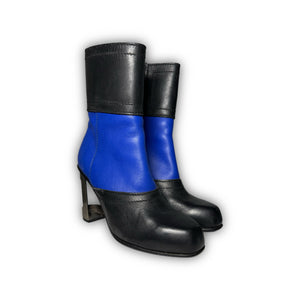 Dirk Bikkembergs 2001 Paneled Leather Metal Heel Zip Boots