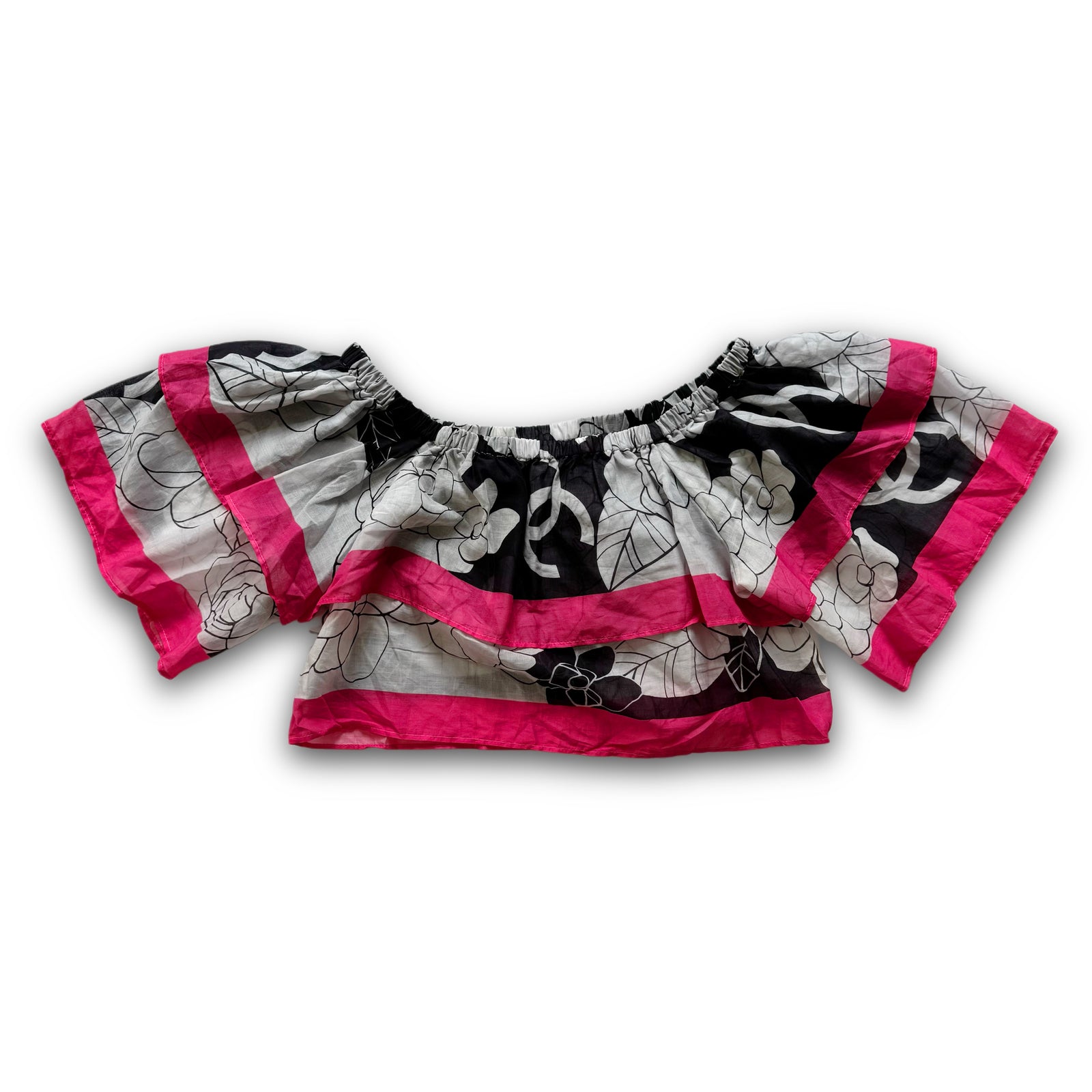 Chanel 2024 Floral Layered Logo Bustier Top