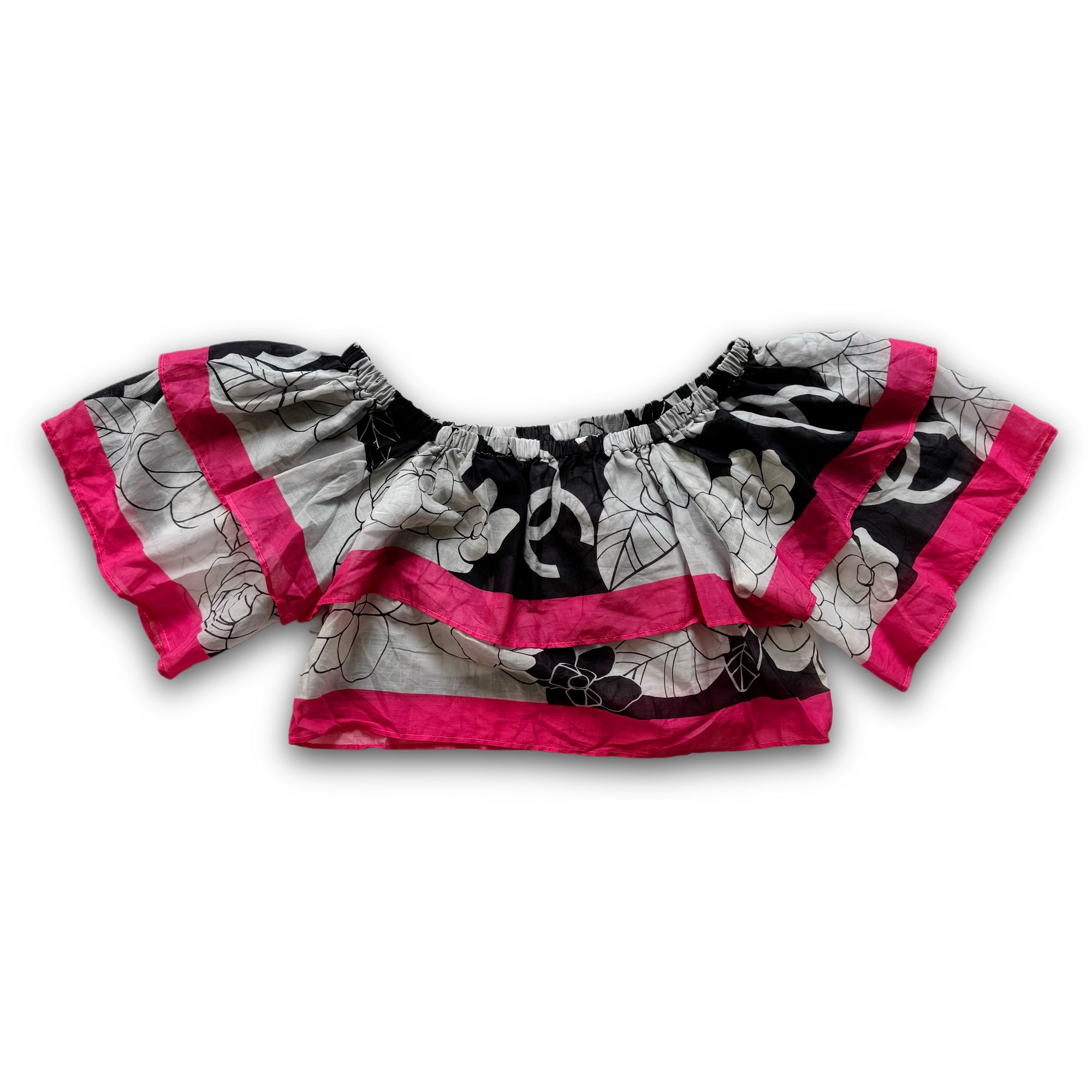 Chanel 2024 Floral Layered Logo Bustier Top