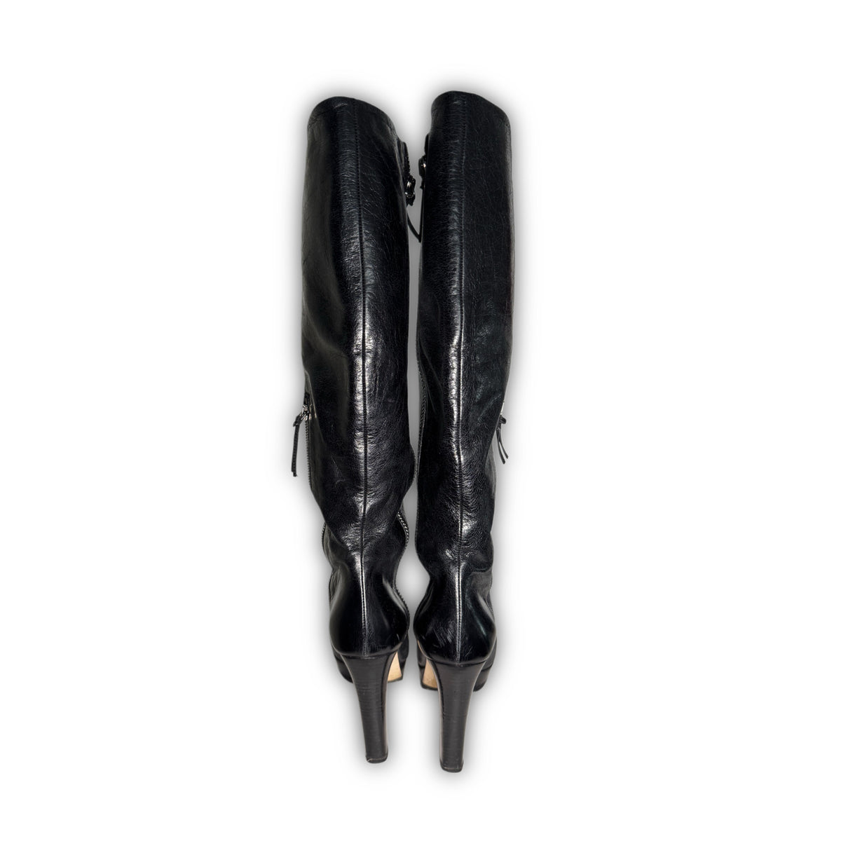 Miu Miu 2000s Black Leather Heeled Boots