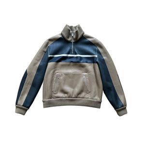 Hermès FW20 Reversible Shearling Leather Paneled Half Zip Jacket