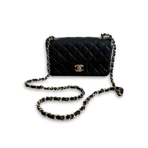 Chanel Classic Black New Mini Flap Bag Quilted Lambskin