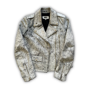 Maison Margiela MM6 AW16 Cracked White Leather Biker Jacket