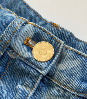 Chanel Pre SS24 Sequined Logomania Bleached Washed Wide Denim