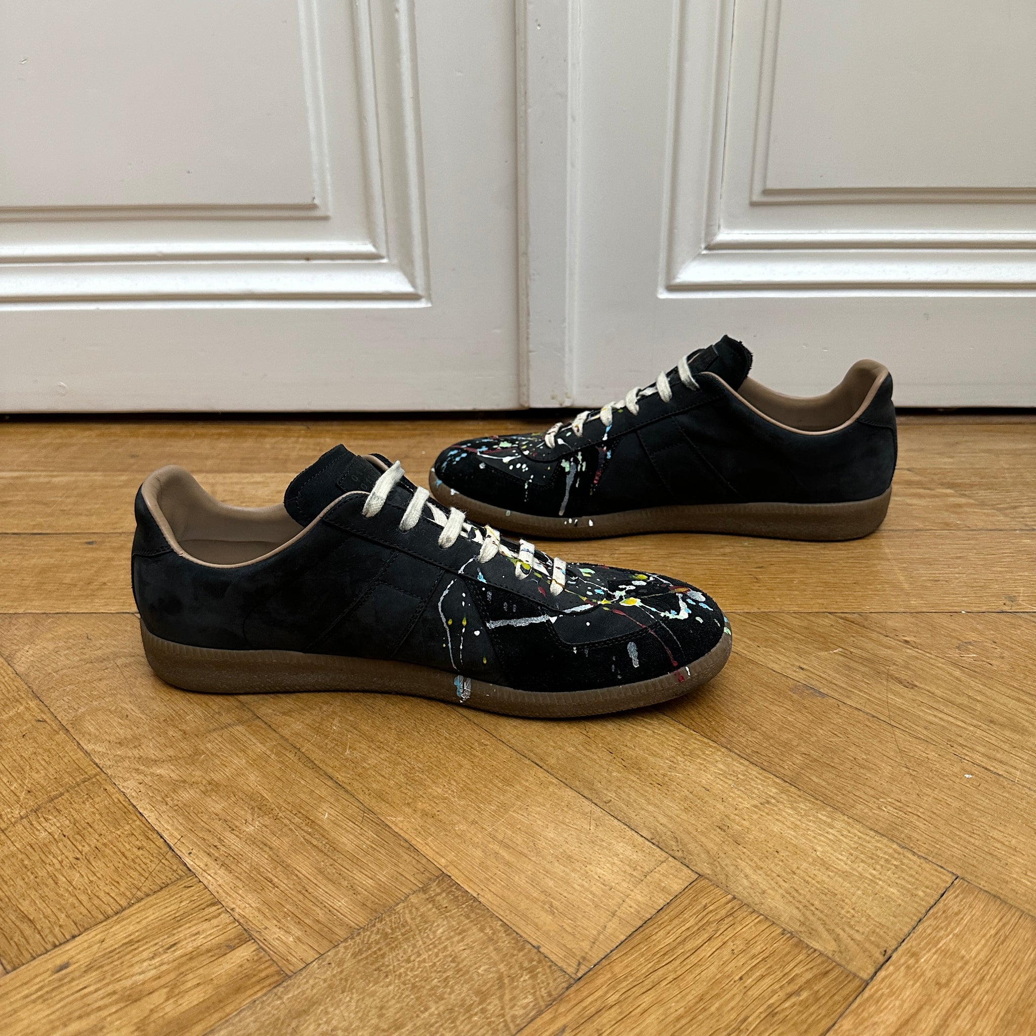 Maison Martin Margiela Black Suede Paint Splatter GATs - Ākaibu Store