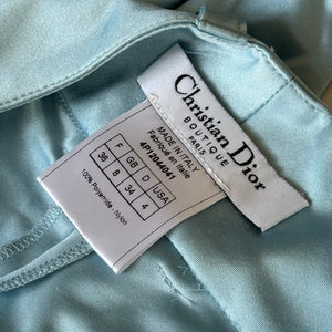 Christian Dior SS04 Baby Blue Nylon Buttoned Capri Pants