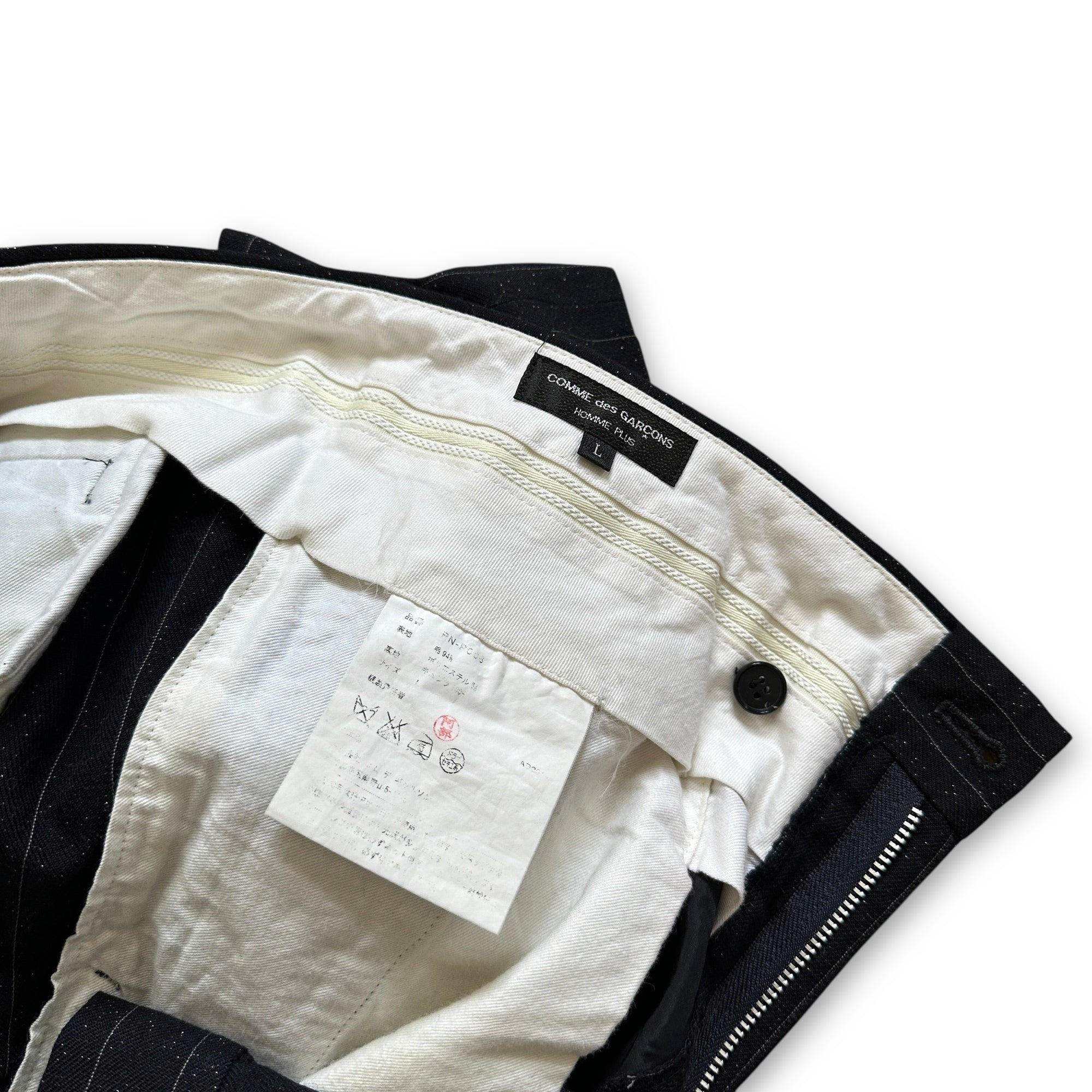 Comme Des Garçons Homme Plus FW14 Glitter Pinstripe Wool Trousers