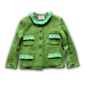 Chanel 2025 Prototype Green Ruffled Boucle Jacket