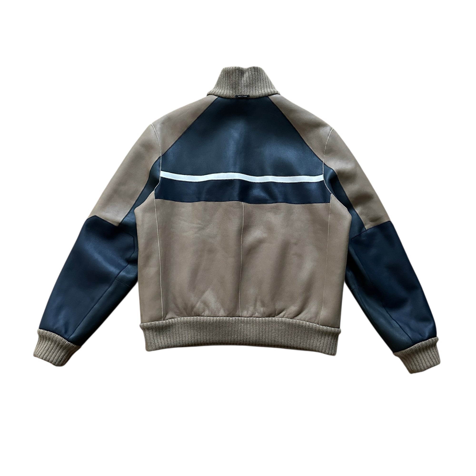 Hermès FW20 Reversible Shearling Leather Paneled Half Zip Jacket