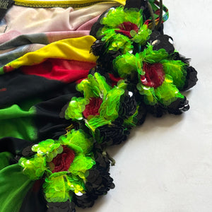 Jean Paul Gaultier SS00 Psychedelic Sequin Detailed Pareo Dress
