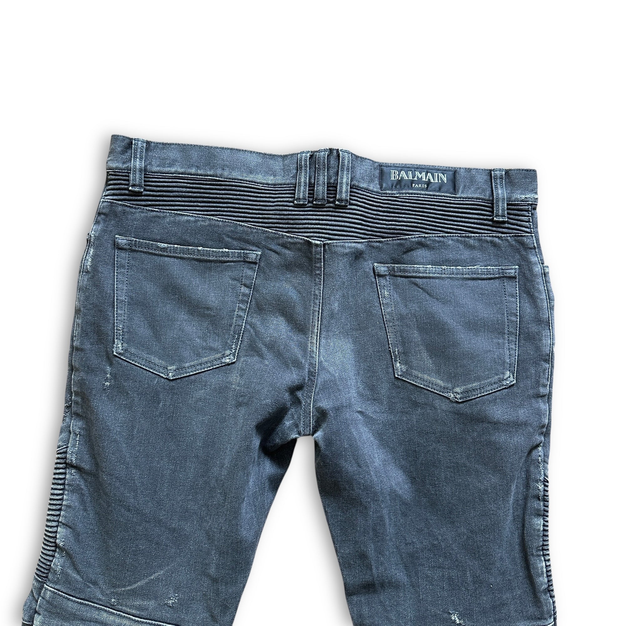 Balmain SS14 Washed Black Biker Denim