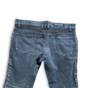 Balmain SS14 Washed Black Biker Denim