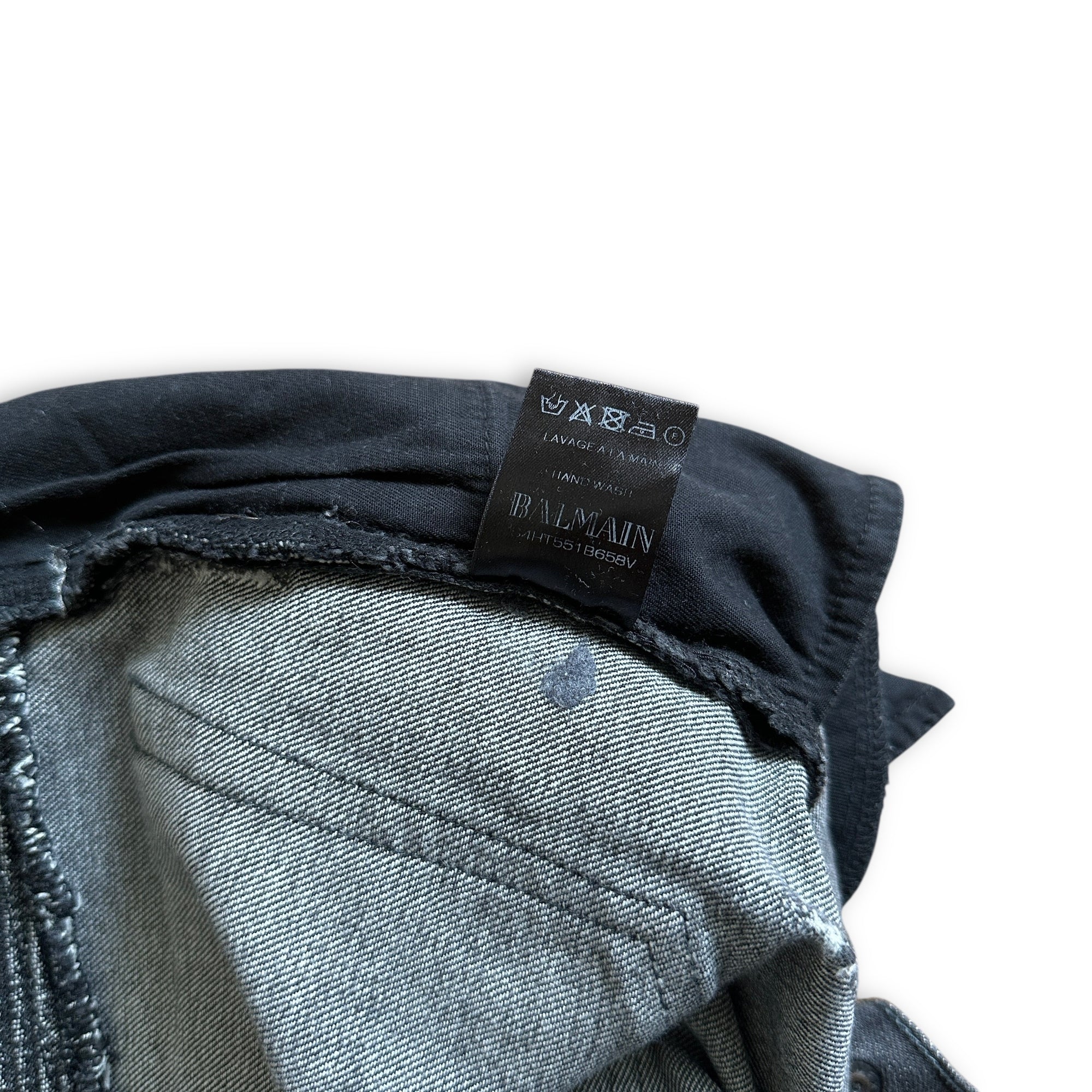 Balmain SS14 Washed Black Biker Denim