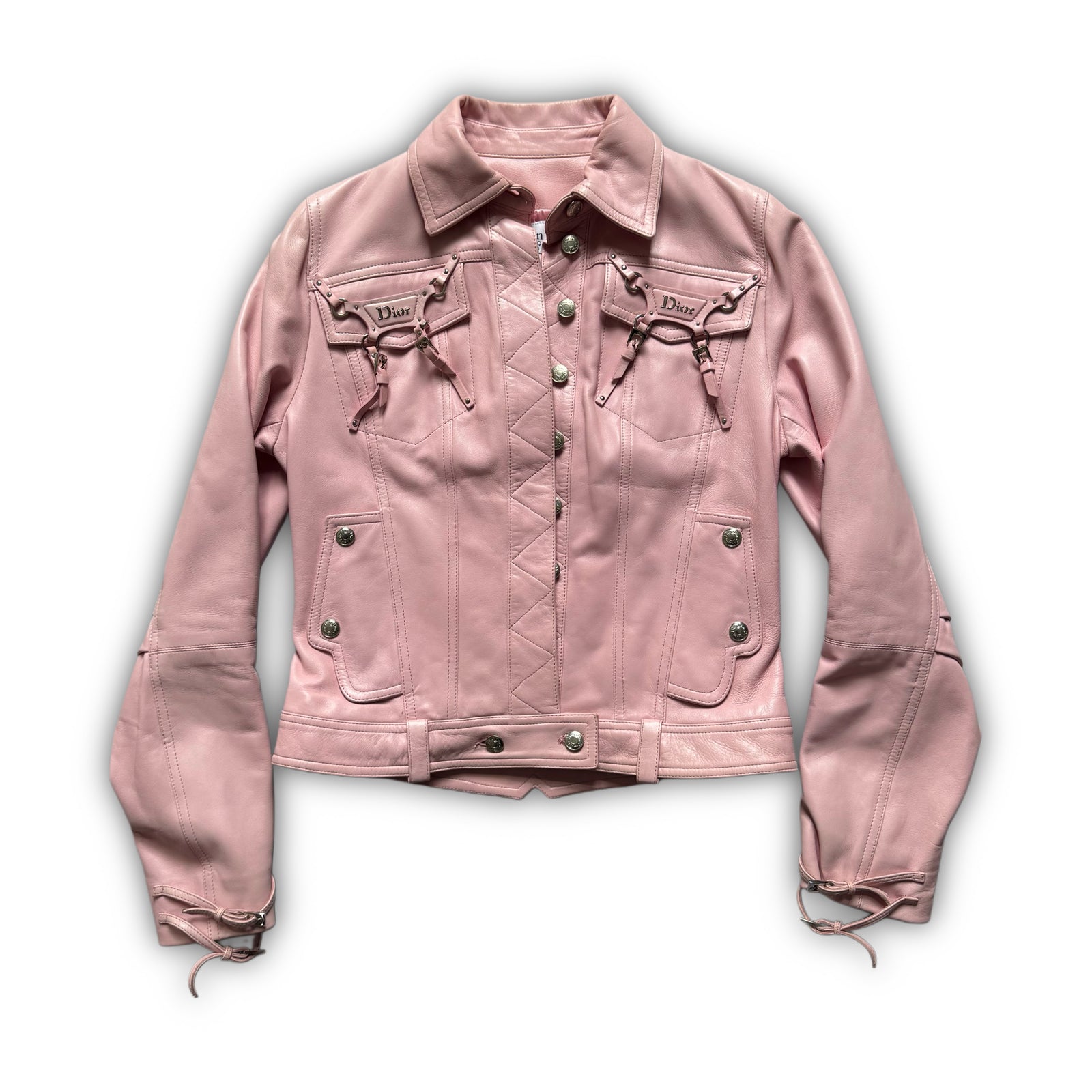 Christian Dior SS04 by John Galliano Bondage Pink Leather Jacket