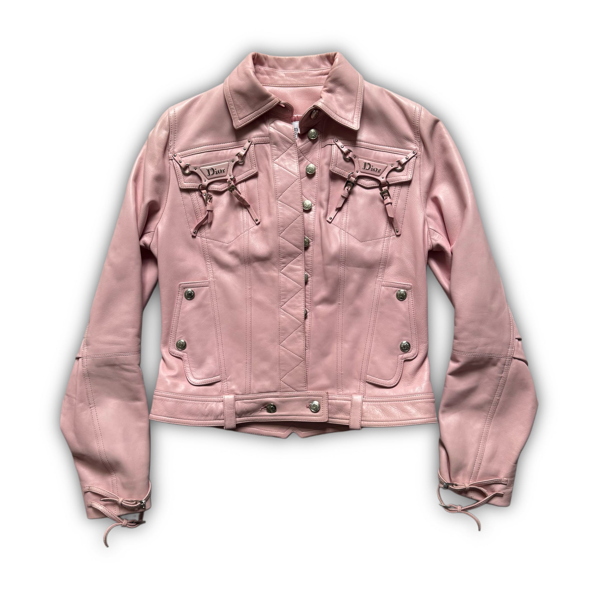 Christian Dior SS04 by John Galliano Bondage Pink Leather Jacket