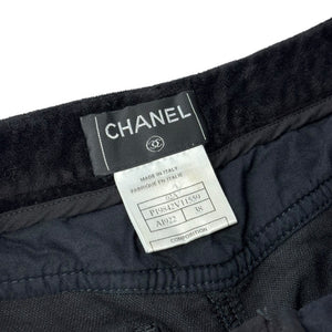 Chanel FW02 by Karl Lagerfeld Crystal Embellished Black Velvet Pants