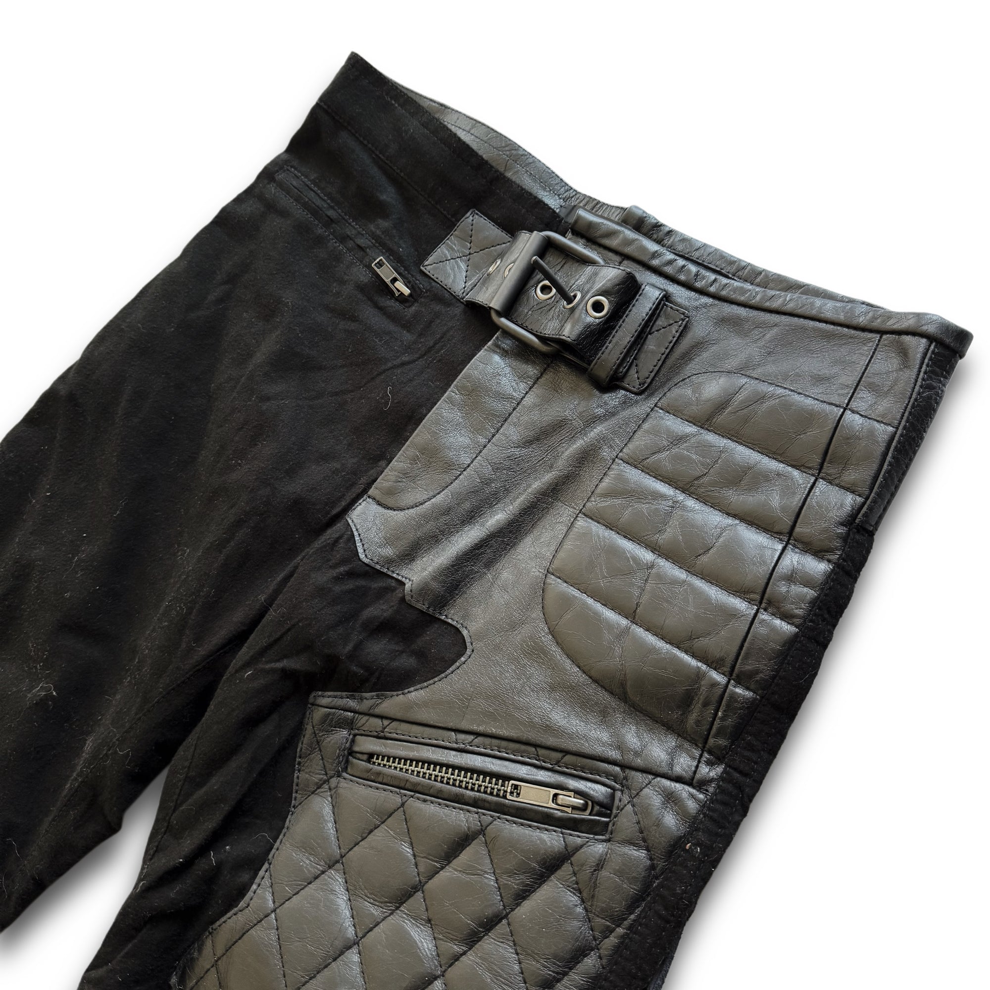 Haider Ackermann FW17 Leather Biker Patch Belted Pants