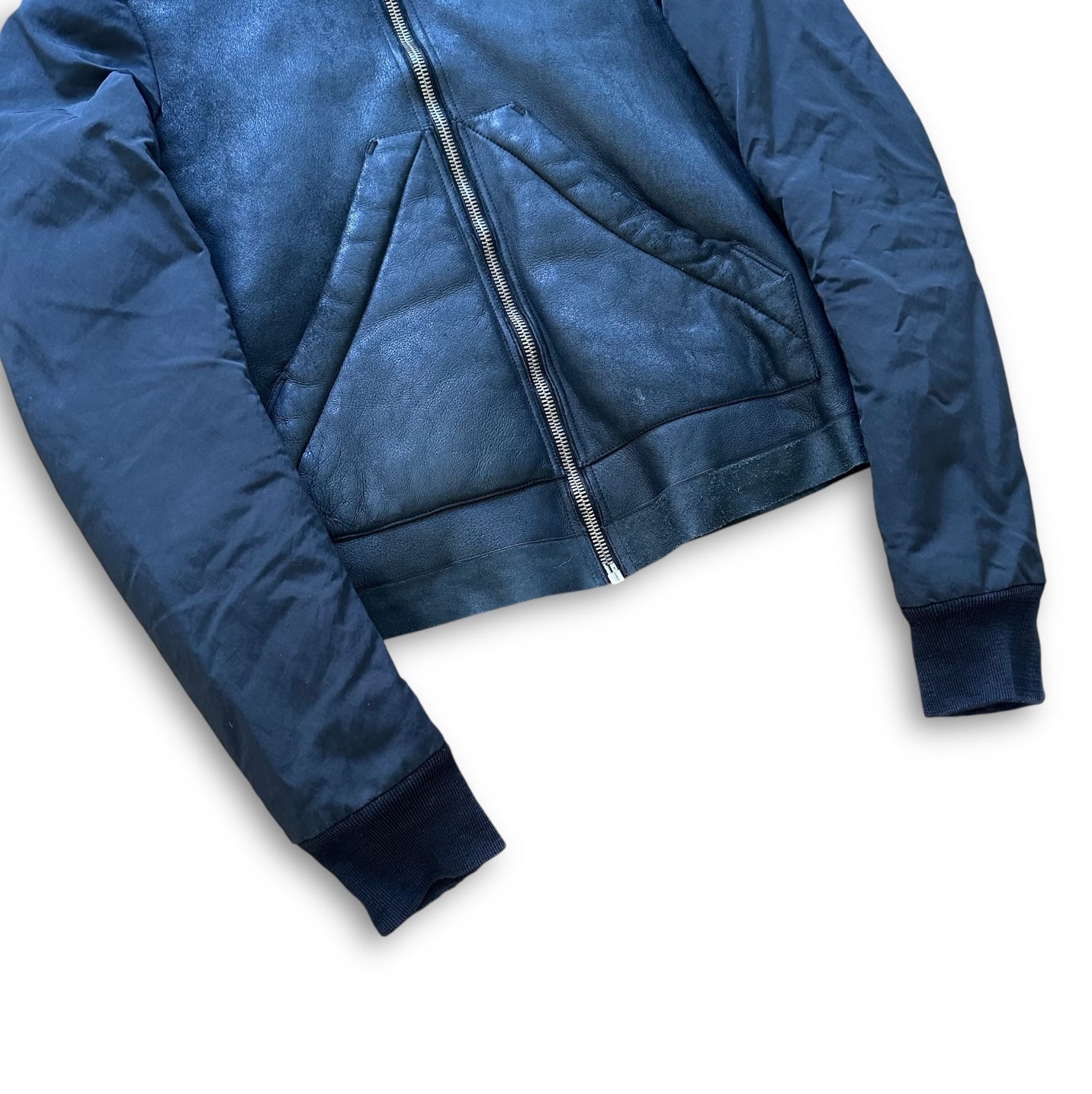 Rick Owens FW11 Shearling Jacket With Nylon Sleeves