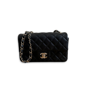 Chanel Classic Black New Mini Flap Bag Quilted Lambskin