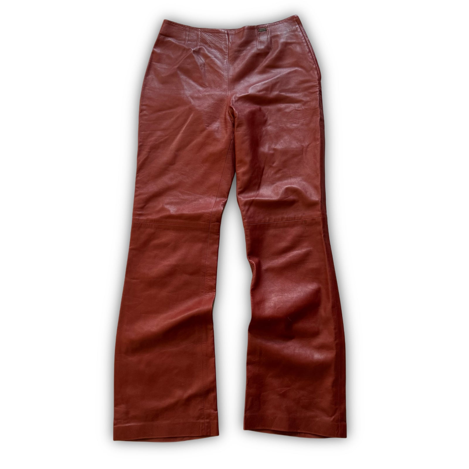 Chanel AW00 by Karl Lagerfeld Red Flared Leather Pants