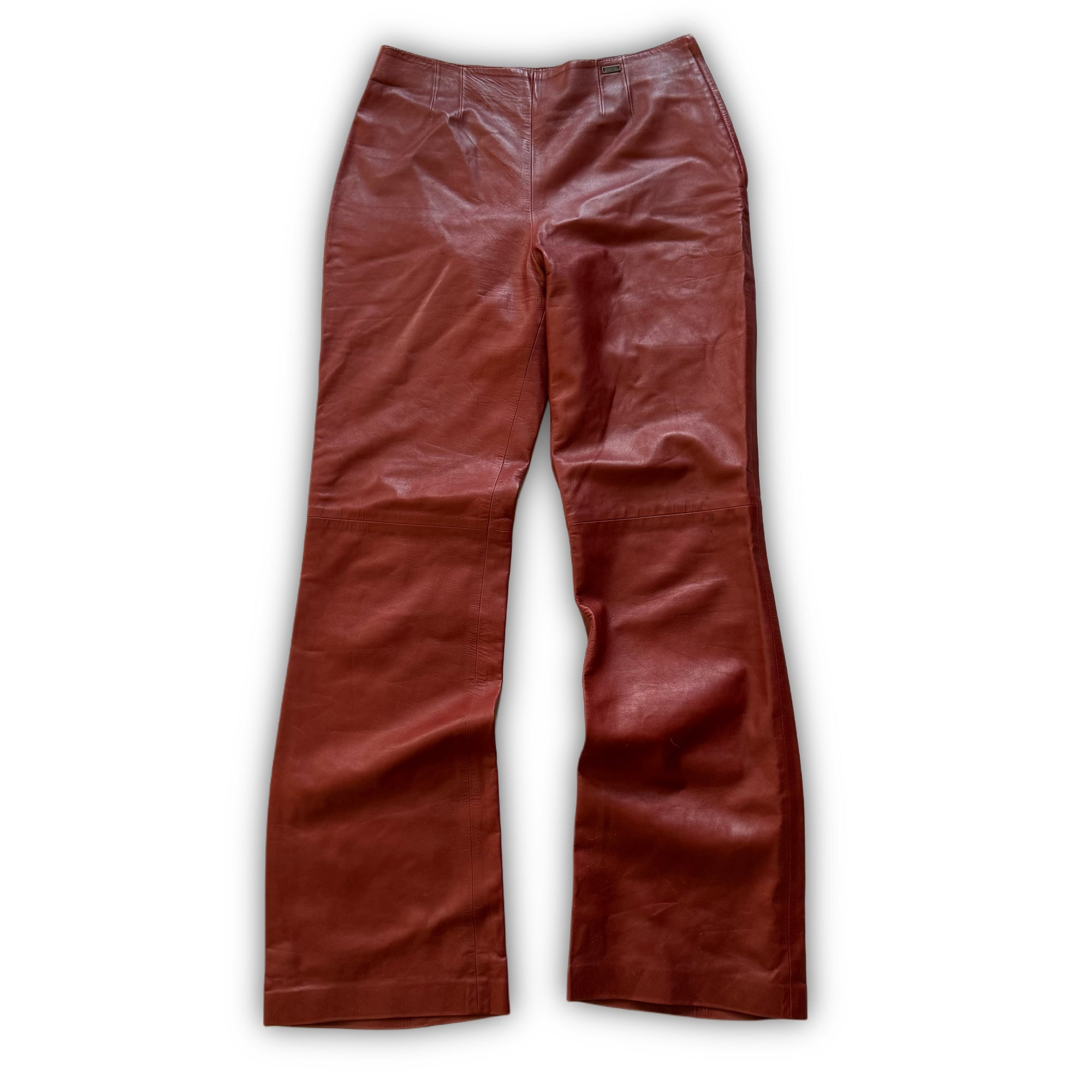 Chanel AW00 by Karl Lagerfeld Red Flared Leather Pants