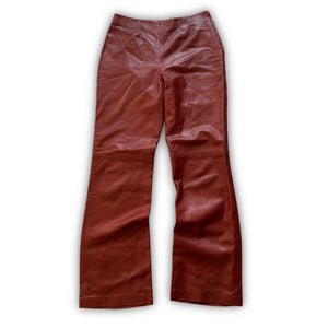 Chanel AW00 by Karl Lagerfeld Red Flared Leather Pants