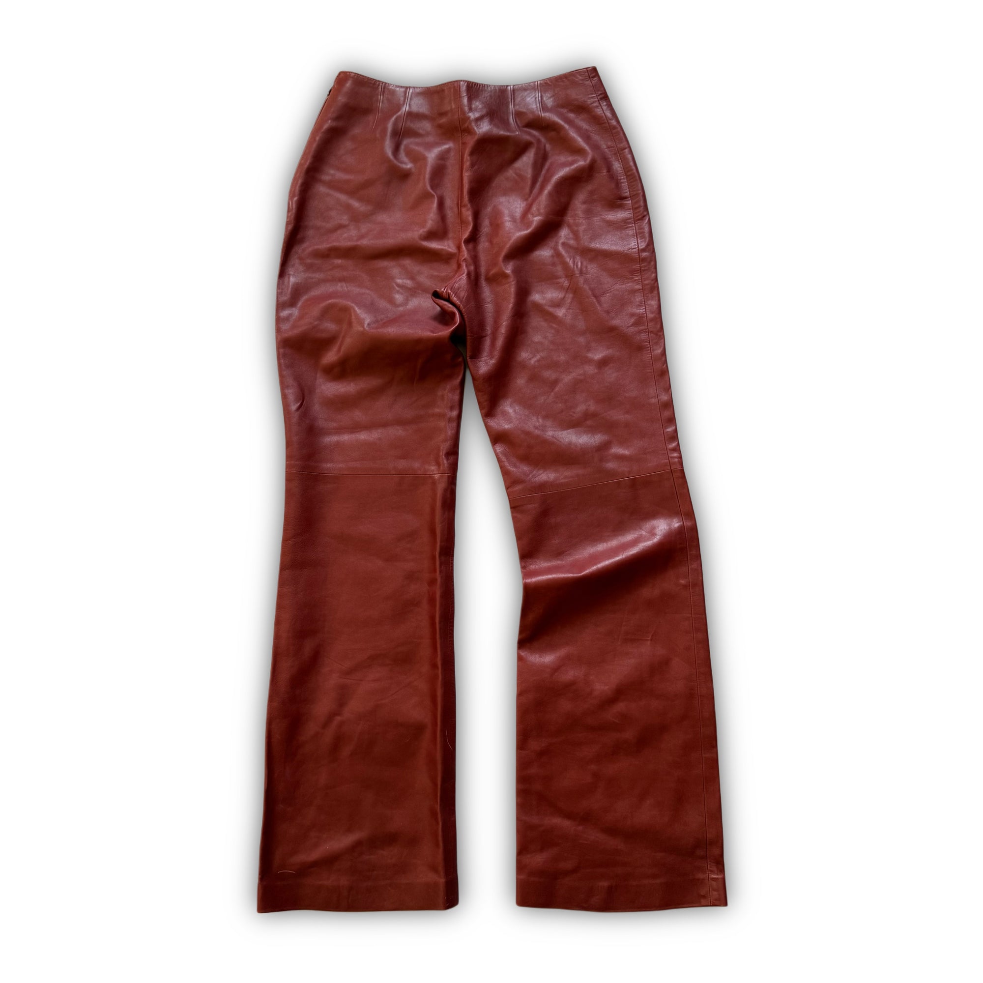 Chanel AW00 by Karl Lagerfeld Red Flared Leather Pants
