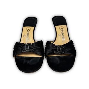 Chanel 2000s by Karl Lagerfeld Crystal Logo Heels