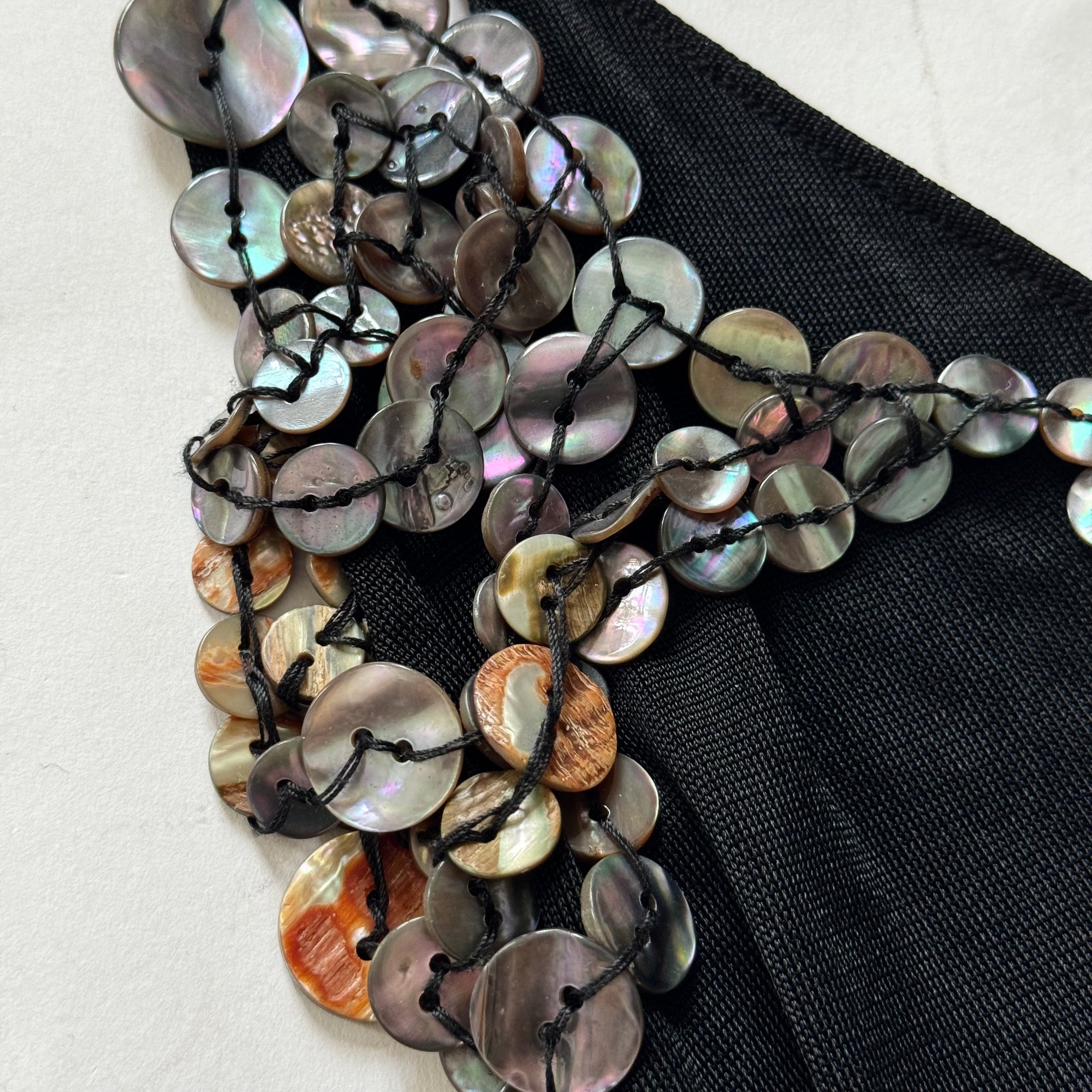 Jean Paul Gaultier 90s Mother of Pearl Embellished Black Dress