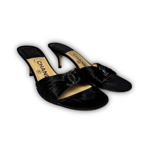 Chanel 2000s by Karl Lagerfeld Crystal Logo Heels