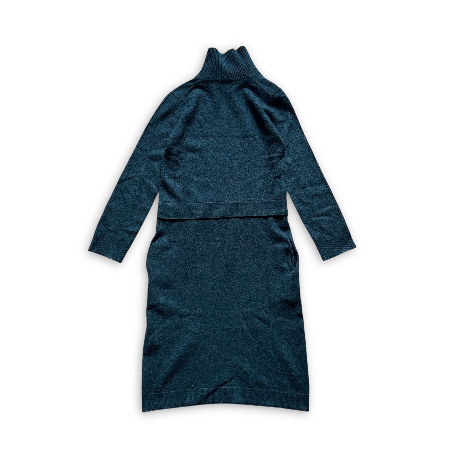 Céline by Phoebe Philo Zipped Contrast Collar Ribbed Wool Dress