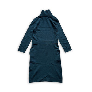 Céline by Phoebe Philo Zipped Contrast Collar Ribbed Wool Dress