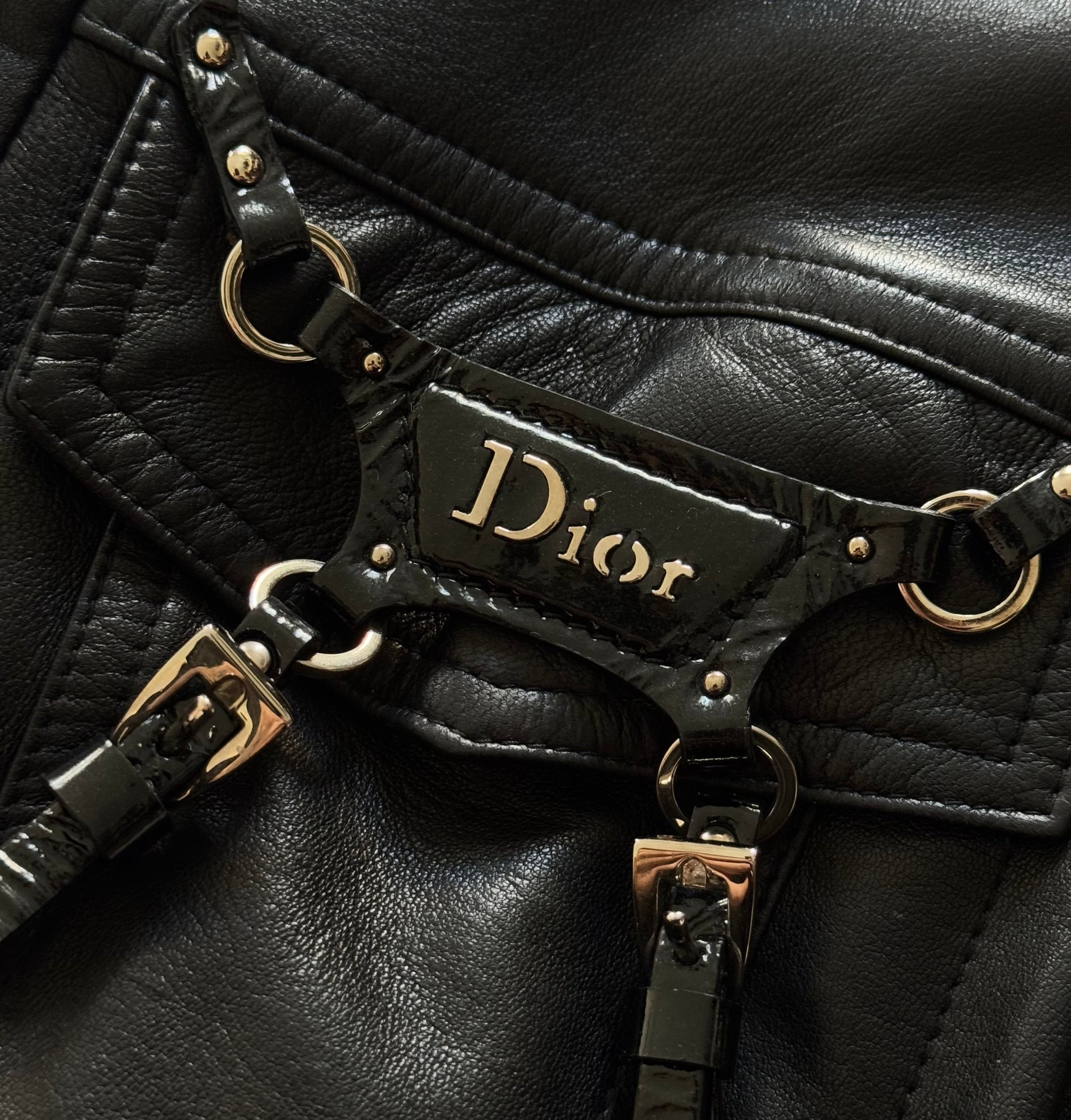 Christian Dior SS04 by John Galliano Bondage Black Leather Jacket