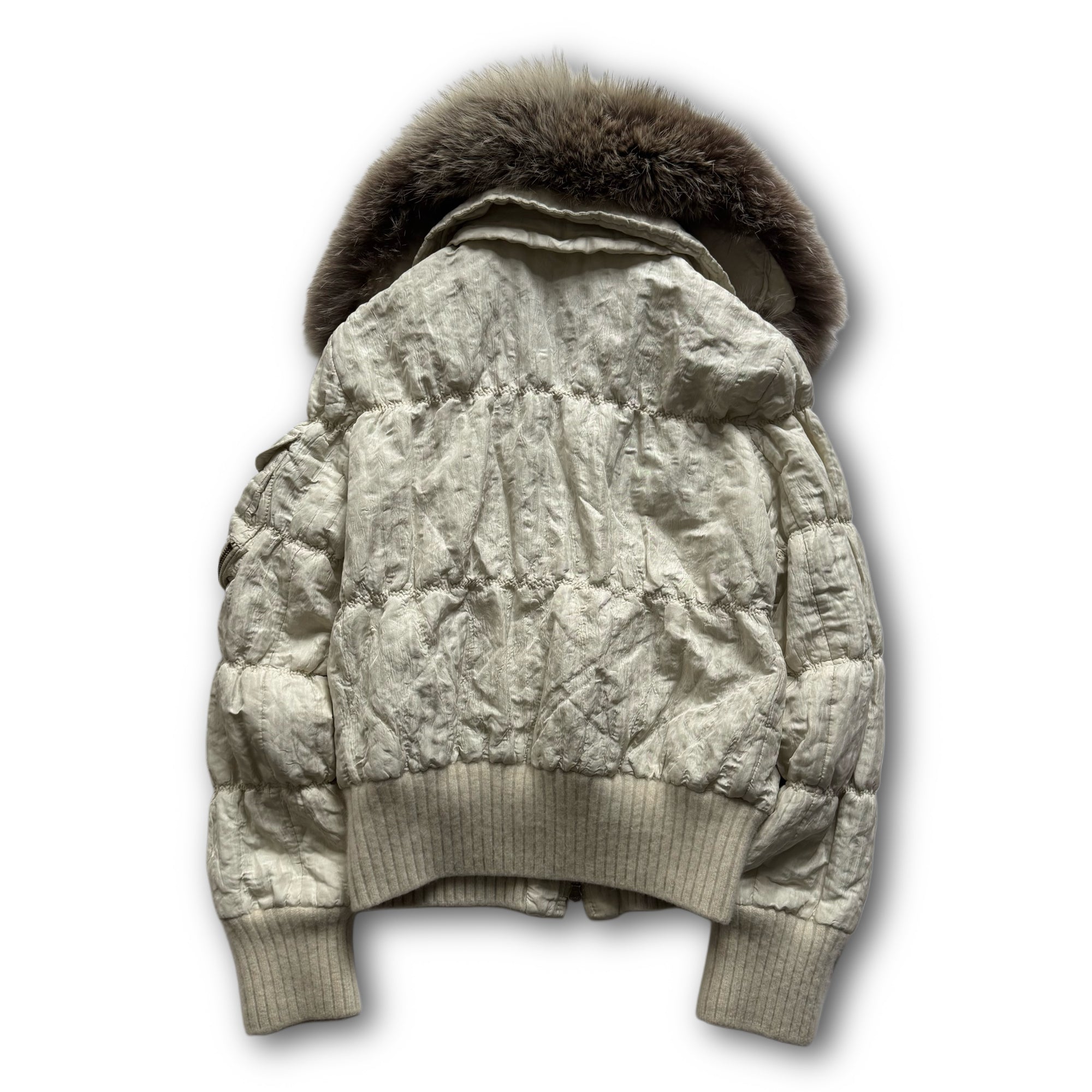 Alexander McQueen 90s Embellished Crest Fur Hood Bomber