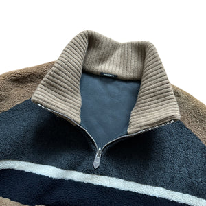 Hermès FW20 Reversible Shearling Leather Paneled Half Zip Jacket