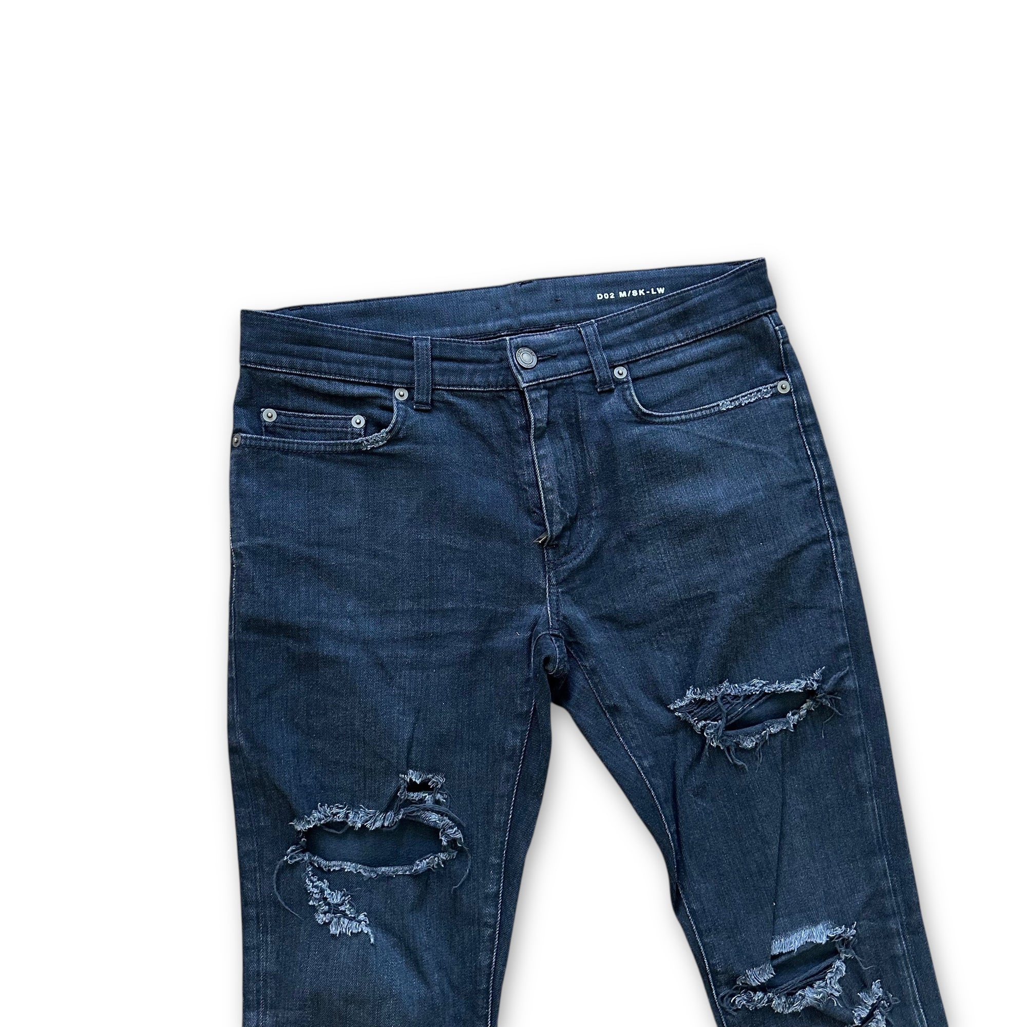 Saint Laurent SS17 Washed Black Skinny Distressed Denim