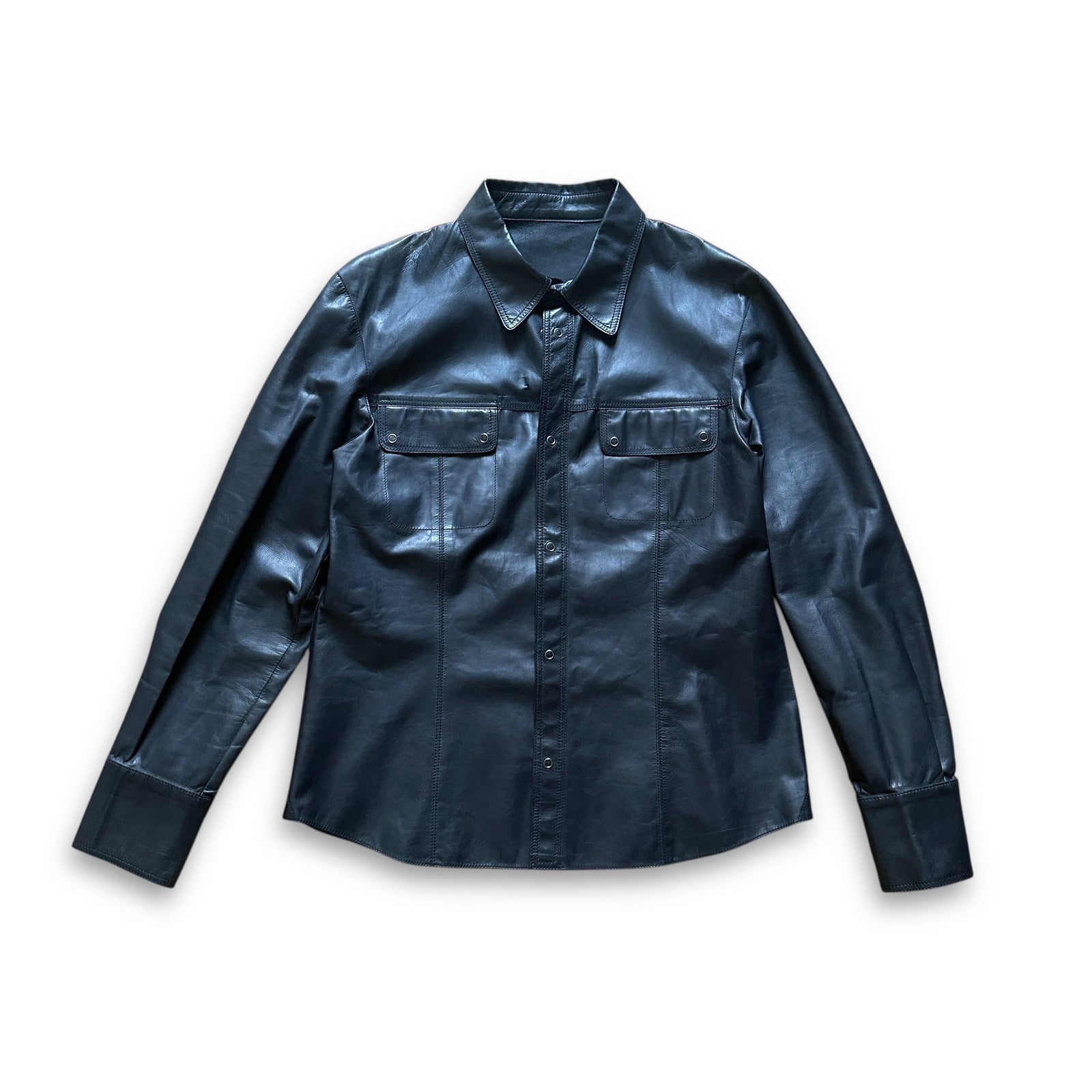 Bottega Veneta Black Leather Shirt