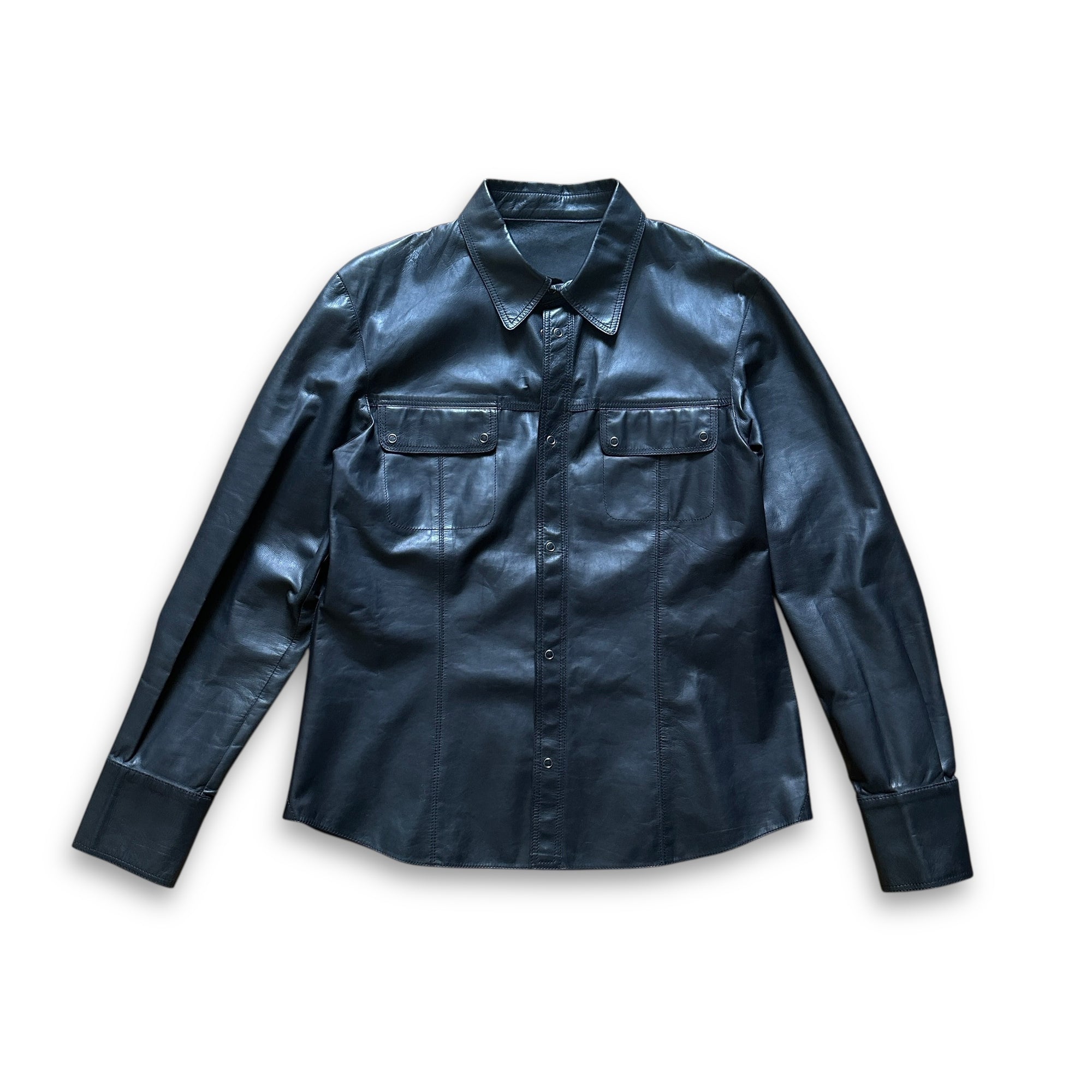 Bottega Veneta Black Leather Shirt