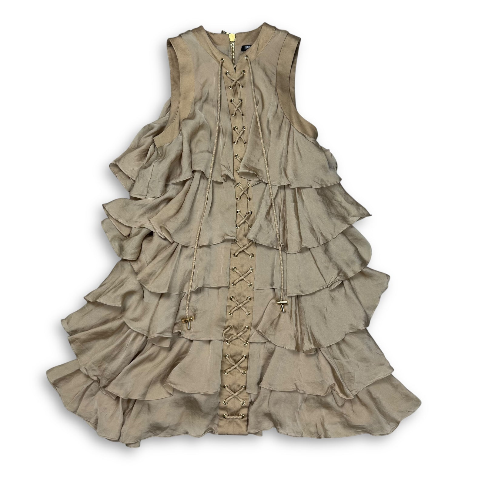 Balmain 2000s by Christophe Decarnine Layered Backlace Silk Dress