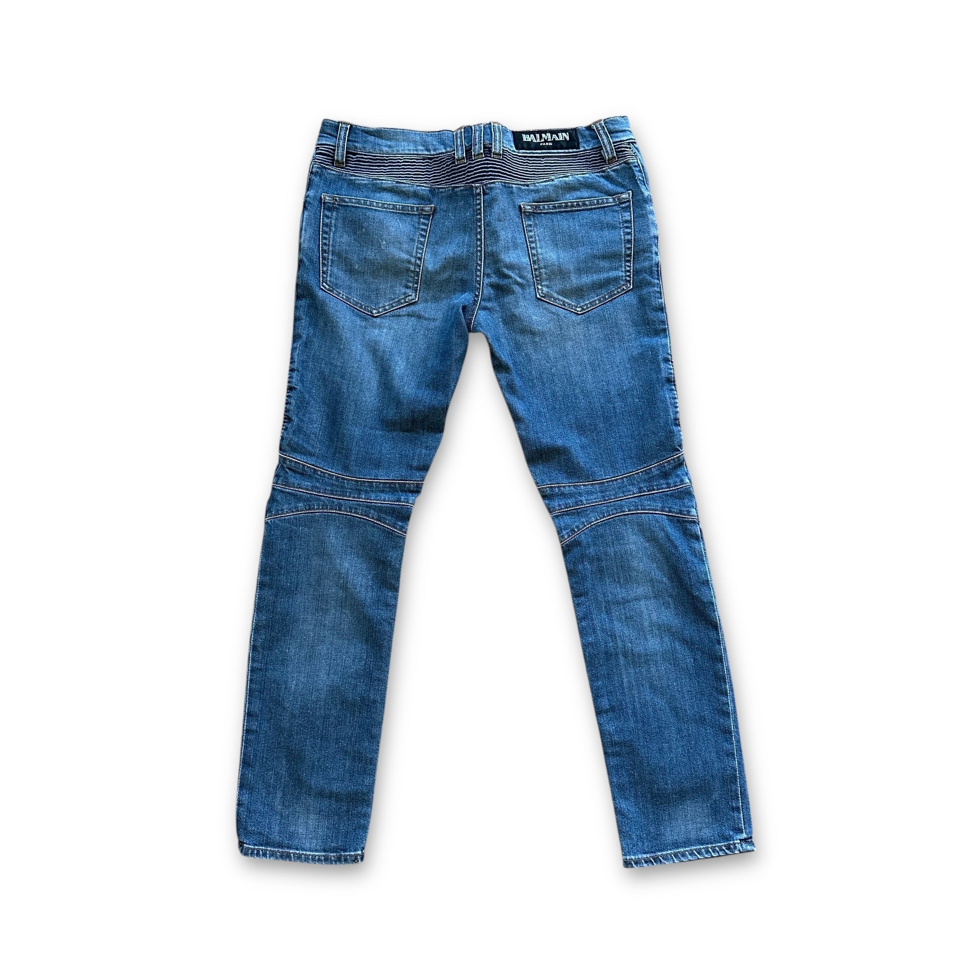 Balmain FW11 Decarnin Washed Blue Biker Denim